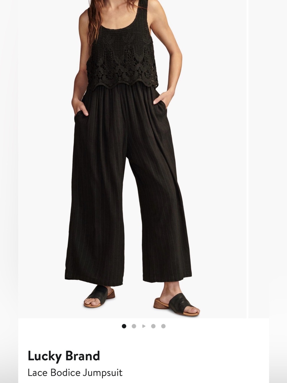 Lucky Brand Lace Bodice Sleeveless Wide Leg Jumpsuit